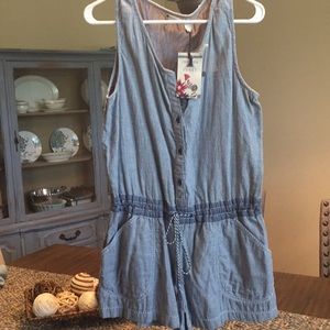 Super cute romper - chambray and white stripe